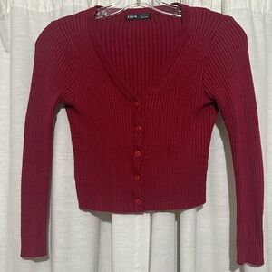 (SOLD) SHEIN Red Ribbed Cardigan